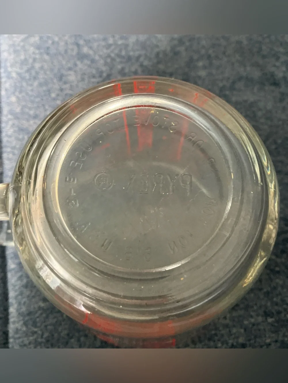 Vintage PYREX 2Cup/16 oz Clear Glass Measuring Cup Red Letter #516